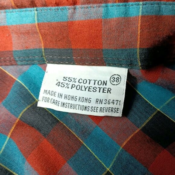 Western Shirt Size 38 Pearl Snap Blouse Maroon Tea Black Plaid Vintage Ranchwear - Picture 10 of 10
